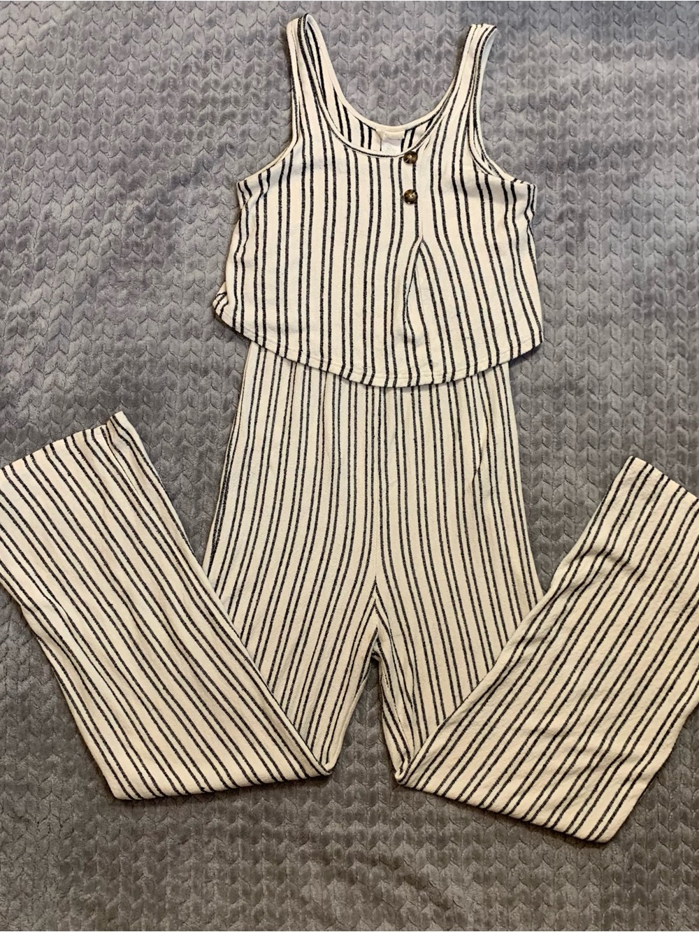 Caution To The Wind Cream and Black Striped Sleeveless Jumpsuit